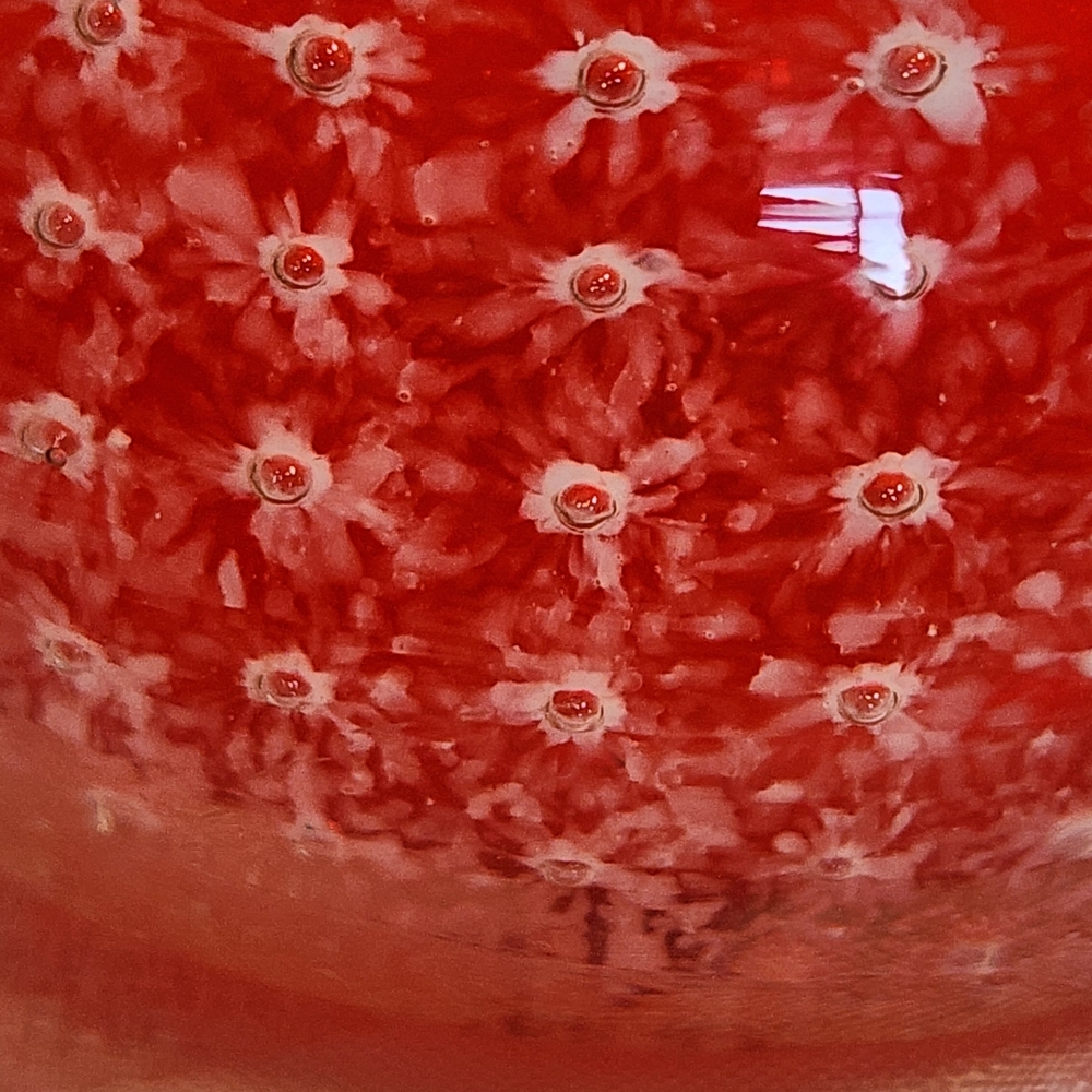 Vintage Red Art Glass Paperweight – Controlled Bubble Design, Hand Blown - Picture 5 of 11